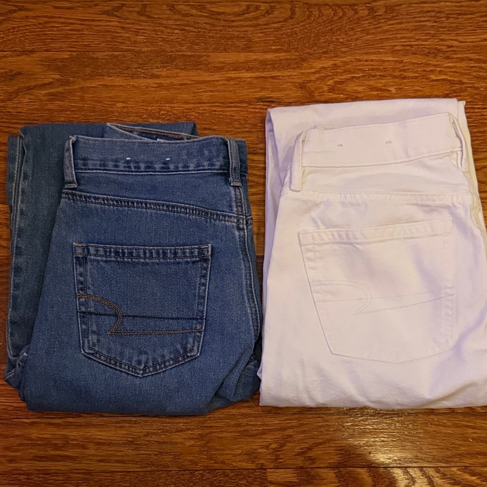 American Eagle Outfitters Women’s Straight Jeans - Blue & White